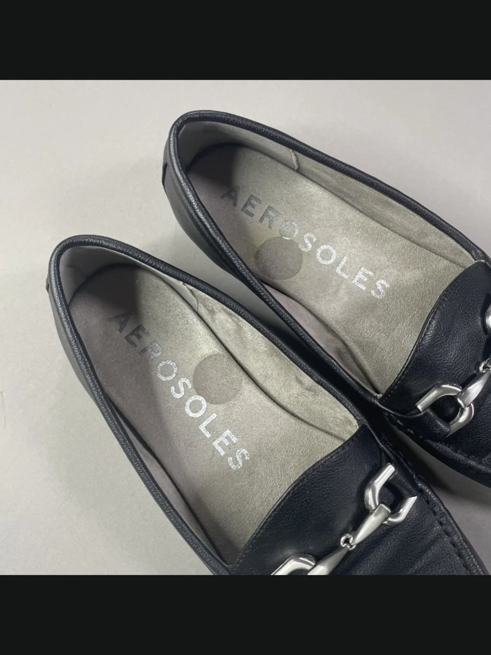 Aerosoles Shoes Womens 9 black leather horse bit loafer day drive classic